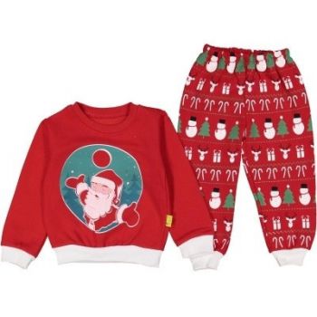 Compleu Mos Craciun, 2 Piese, Pantaloni, Bluza si Pantaloni, Rosu, 6-18 luni Compleu Mos Craciun, 2 Piese, Pantaloni, Bluza si Pantaloni, Rosu, 6-18 luni