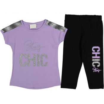 Compleu Mov, Chic, 100% Bumbac, Pentru Fetite, 6-9 ani