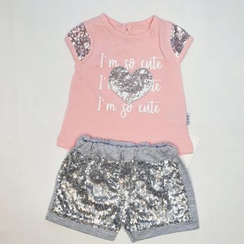 Compleu pentru fetite, inimioara so cute, Roz, 9-24 luni Compleu pentru fetite, inimioara so cute, Roz, 9-24 luni