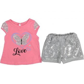 Compleu pentru fetite, love, roz, 9-24 luni Compleu pentru fetite, love, roz, 9-24 luni