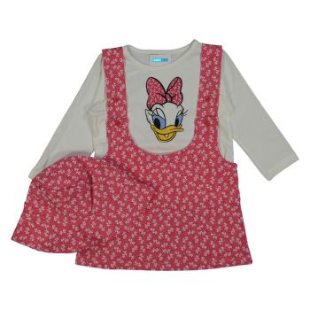 Compleu rochita Daisy bebe fata, bumbac, Rosu, 3-6 ani