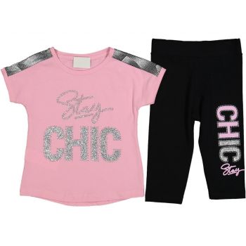 Compleu Roz, Chic, 100% Bumbac, Pentru Fetite, 6-9 ani