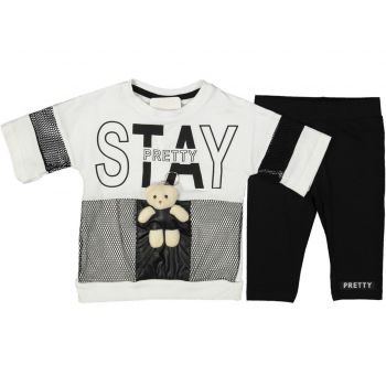 Compleu Stay Pretty pentru fete, 100% Bumbac Alb, 6-9 ani Compleu Stay Pretty pentru fete, 100% Bumbac Alb, 6-9 ani