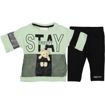 Compleu Stay Pretty pentru fete, 100% Bumbac Verde, 6-9 ani Compleu Stay Pretty pentru fete, 100% Bumbac Verde, 6-9 ani
