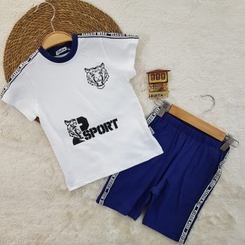 Compleu Tiger pentru baietei, 100% Bumbac Albastru, 3-6 ani Compleu Tiger pentru baietei, 100% Bumbac Albastru, 3-6 ani