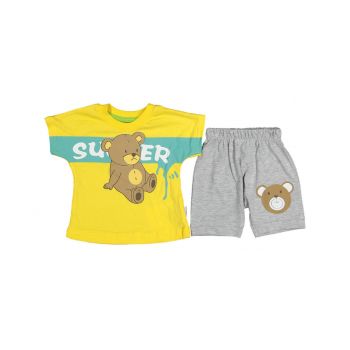 Compleu tricou si pantalon Ursulet Super, Galben, 9-24 luni Compleu tricou si pantalon Ursulet Super, Galben, 9-24 luni