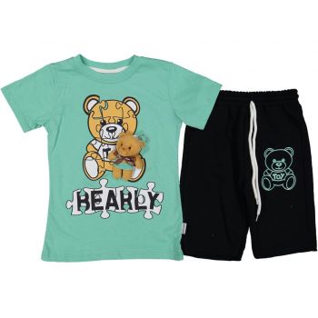 Compleu Turcoaz, Bearly, 2 Piese, 100% Bumbac, Pentru Baietei, 3-6 ani