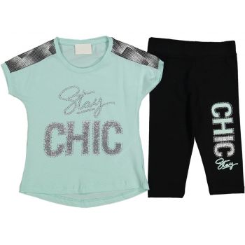 Compleu Turcoaz, Chic, 100% Bumbac, Pentru Fetite, 6-9 ani