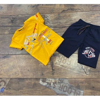 Compleu wear pentru baietei, 100% Bumbac Galben, 4-12 ani Compleu wear pentru baietei, 100% Bumbac Galben, 4-12 ani