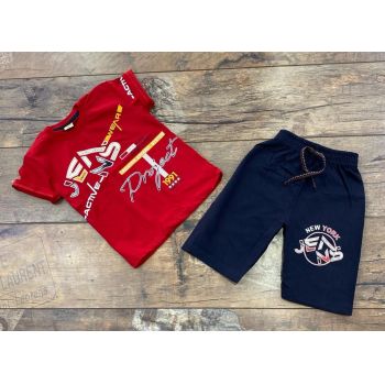 Compleu wear pentru baietei, 100% Bumbac Rosu, 4-12 ani Compleu wear pentru baietei, 100% Bumbac Rosu, 4-12 ani