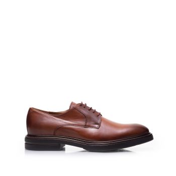 Pantofi casual bărbați din piele naturală, Leofex - 660 Cognac Box de firma original