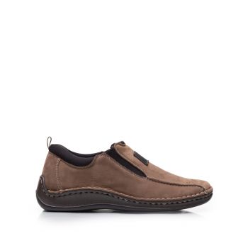 Pantofi casual bărbați din piele naturală, Leofex - 978 Kaki Nabuc ieftin