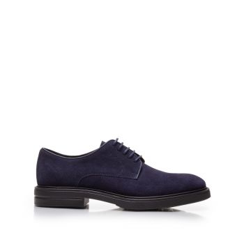 Pantofi casual bărbați din piele naturală, Leofex - 991 Blue Velur ieftin