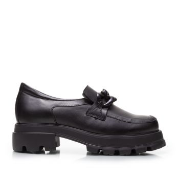 Pantofi casual damă din piele naturală,Leofex - 316-1 Negru Box la reducere