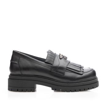 Pantofi casual damă din piele naturală, Leofex - 405 Negru Box de firma originala