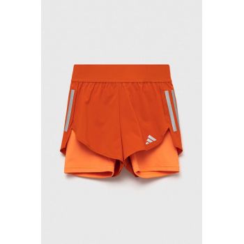adidas pantaloni scurti copii G RUN 2in1 SHO culoarea portocaliu, cu imprimeu, talie reglabila
