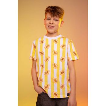 Coccodrillo tricou de bumbac pentru copii culoarea galben, modelator