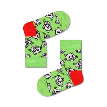 Happy Socks sosete copii Kids Cat culoarea verde