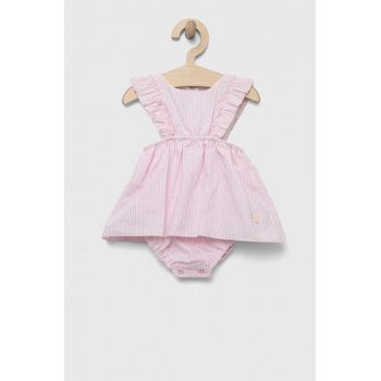 Jamiks rochie din bumbac pentru bebeluși culoarea roz, mini, evazati