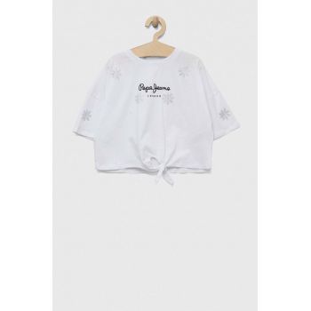 Pepe Jeans tricou de bumbac pentru copii Garland culoarea alb ieftin