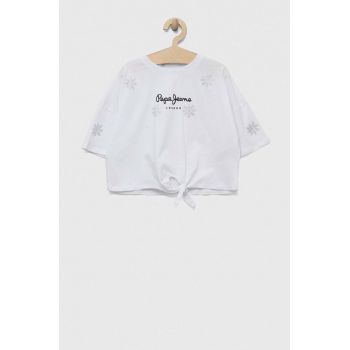 Pepe Jeans tricou de bumbac pentru copii Garland culoarea alb