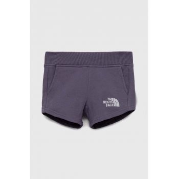 The North Face pantaloni scurți din bumbac pentru copii culoarea violet, cu imprimeu de firma originali