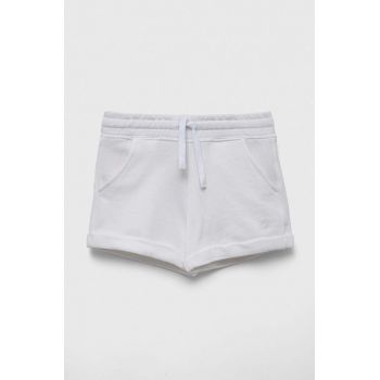 United Colors of Benetton pantaloni scurți din bumbac pentru copii culoarea alb, neted, talie reglabila