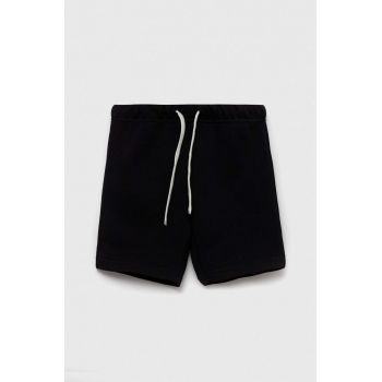 United Colors of Benetton pantaloni scurți din bumbac pentru copii culoarea negru, neted, talie reglabila