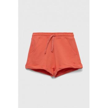 United Colors of Benetton pantaloni scurți din bumbac pentru copii culoarea portocaliu, neted, talie reglabila