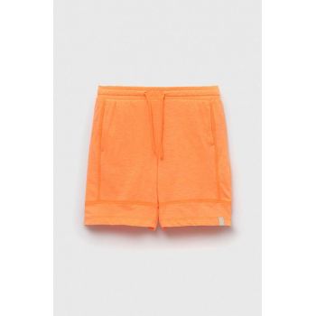 United Colors of Benetton pantaloni scurti copii culoarea portocaliu, neted, talie reglabila