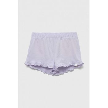 United Colors of Benetton pantaloni scurti copii culoarea violet, neted