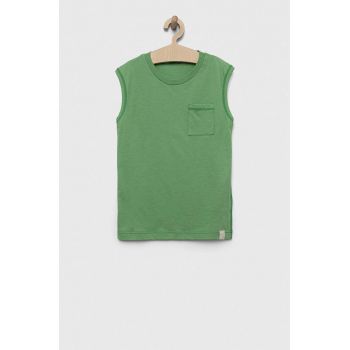 United Colors of Benetton top copii culoarea verde, neted