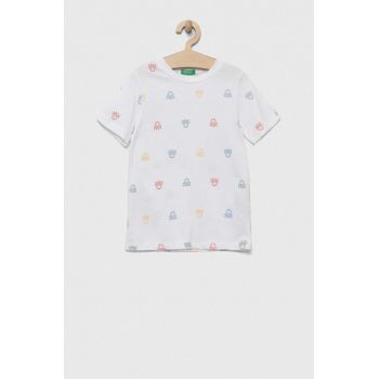 United Colors of Benetton tricou de bumbac pentru copii culoarea alb, modelator