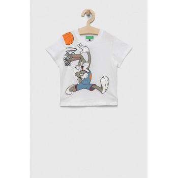 United Colors of Benetton tricou de bumbac pentru copii x Space Jam culoarea alb, cu imprimeu