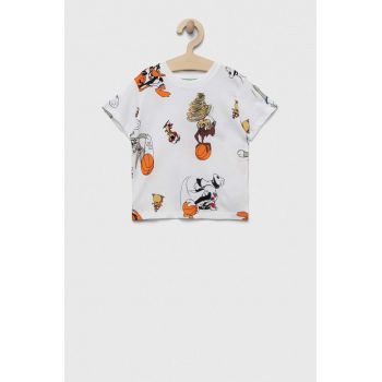 United Colors of Benetton tricou de bumbac pentru copii x Space Jam culoarea alb, modelator