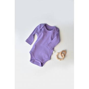 Body Bebe Unisex cu maneca lunga din 95% bumbac organic cu 5% elastan - Mov, Baby Cosy Body Bebe Unisex cu maneca lunga din 95% bumbac organic cu 5% elastan - Mov, Baby Cosy