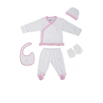 Set de imbracaminte de bumbac cu imprimeu logo - 5 piese