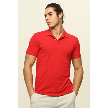 Tricou polo de bumbac cu broderie pe piept