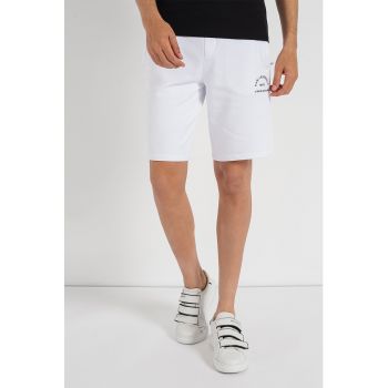Pantaloni scurti cu snur si logo brodat