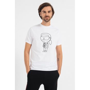 Tricou cu decolteu la baza gatului si imprimeu