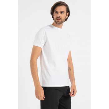 Tricou de bumbac cu logo in relief