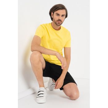 Tricou de bumbac cu logo in relief