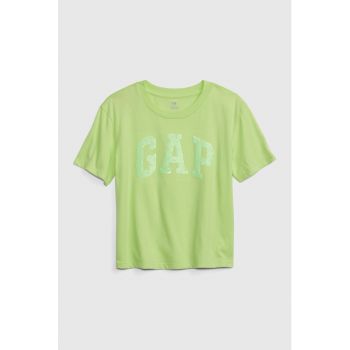 Tricou de bumbac organic cu logo din paiete
