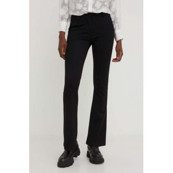 Answear Lab pantaloni femei, culoarea negru, evazati, medium waist