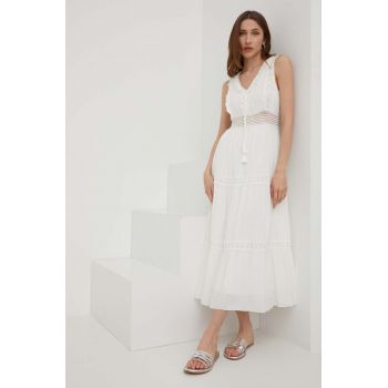 Answear Lab rochie culoarea alb, midi, evazati