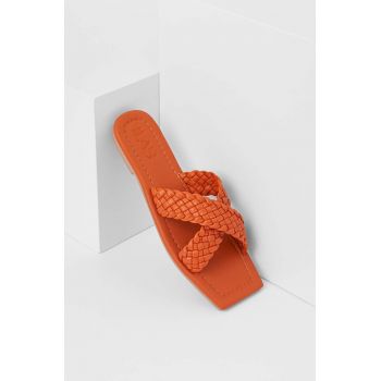 Answear Lab slapi de piele Femei, culoarea portocaliu de firma originali