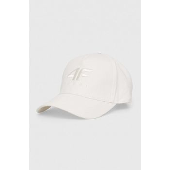 4F șapcă de baseball din bumbac culoarea alb, neted de firma originala