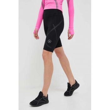 adidas by Stella McCartney pantaloni scurți de alergare TruePace culoarea negru, cu imprimeu, high waist