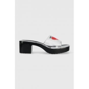 Love Moschino papuci femei, culoarea negru, cu toc drept, JA28256G0GI50000 de firma originali