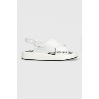 Love Moschino sandale de piele femei, culoarea alb, JA16263G0GIE110A